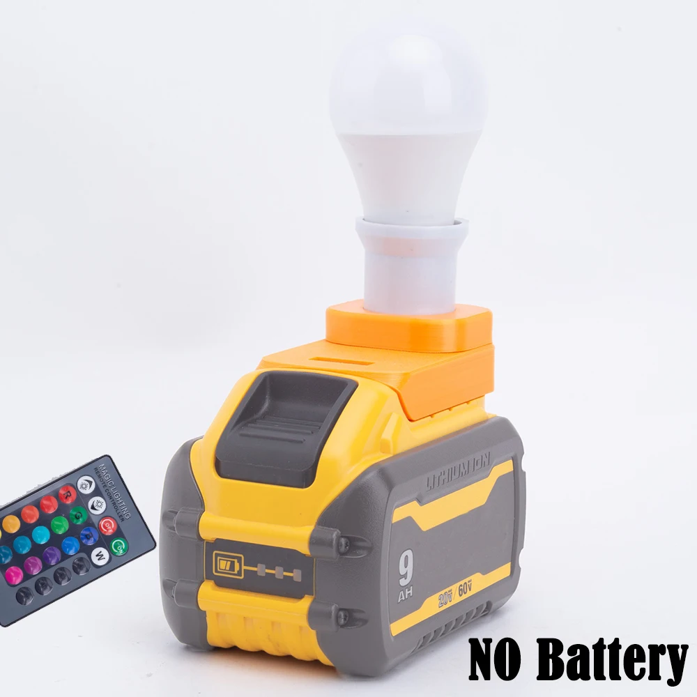 

LED Work Light E27 Bulb For DeWalt 18V Lithium Battery Portable Cordless Indoor and Outdoor Emergency Light Powered(NO Battery )