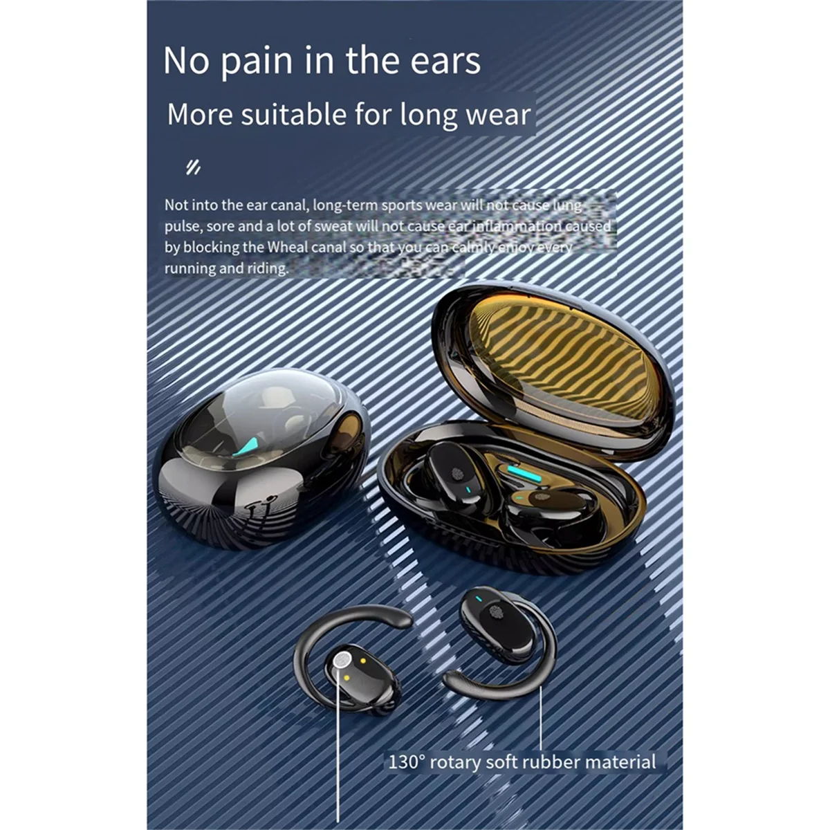 Auriculares inalámbricos de conducción de aire, cascos con Bluetooth 5,3, estéreo, carga inalámbrica