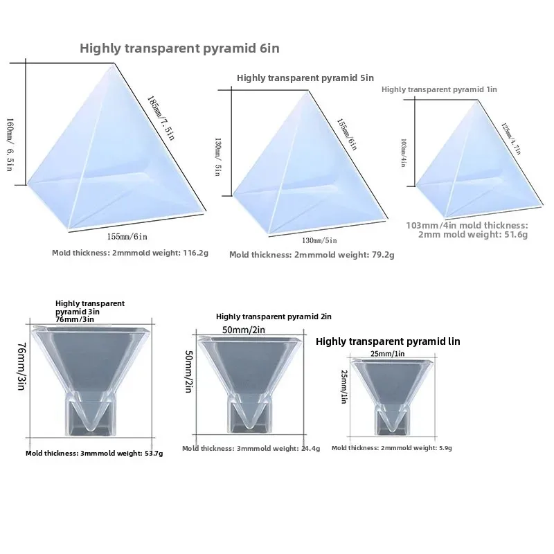 

Highly transparent pyramid shaped silicone mold made of epoxy resin suitable for home decoration and dried flower accessories