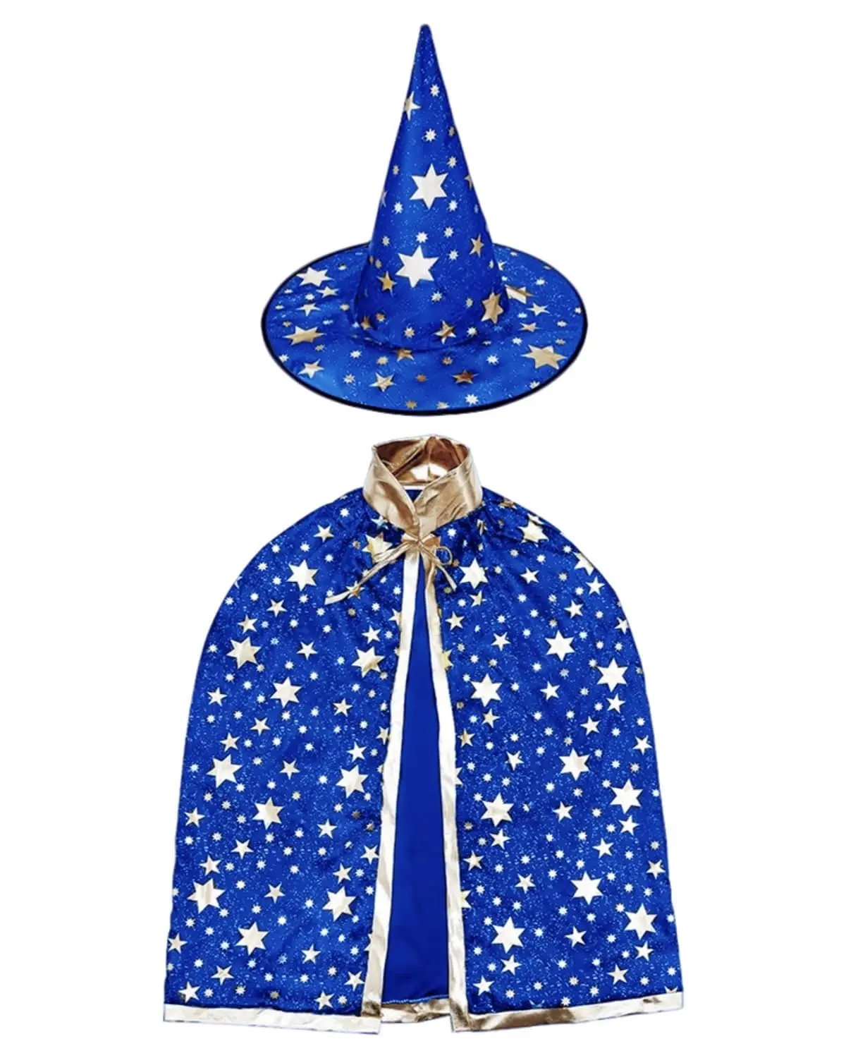2pcs Wizard Costume Kids, Magical Witch Cape and Wizard Hat Lightweight Kids Cloak Ages 3-10 Halloween Cape for Party Cosplay Outfit