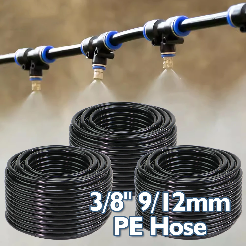 

3/8" 9/12mm PE Hose Thicken Garden Watering Tubing for 12mm Quick Insert Slip Lock Quick Connect Outdoor Irrigation Pipe Fitting