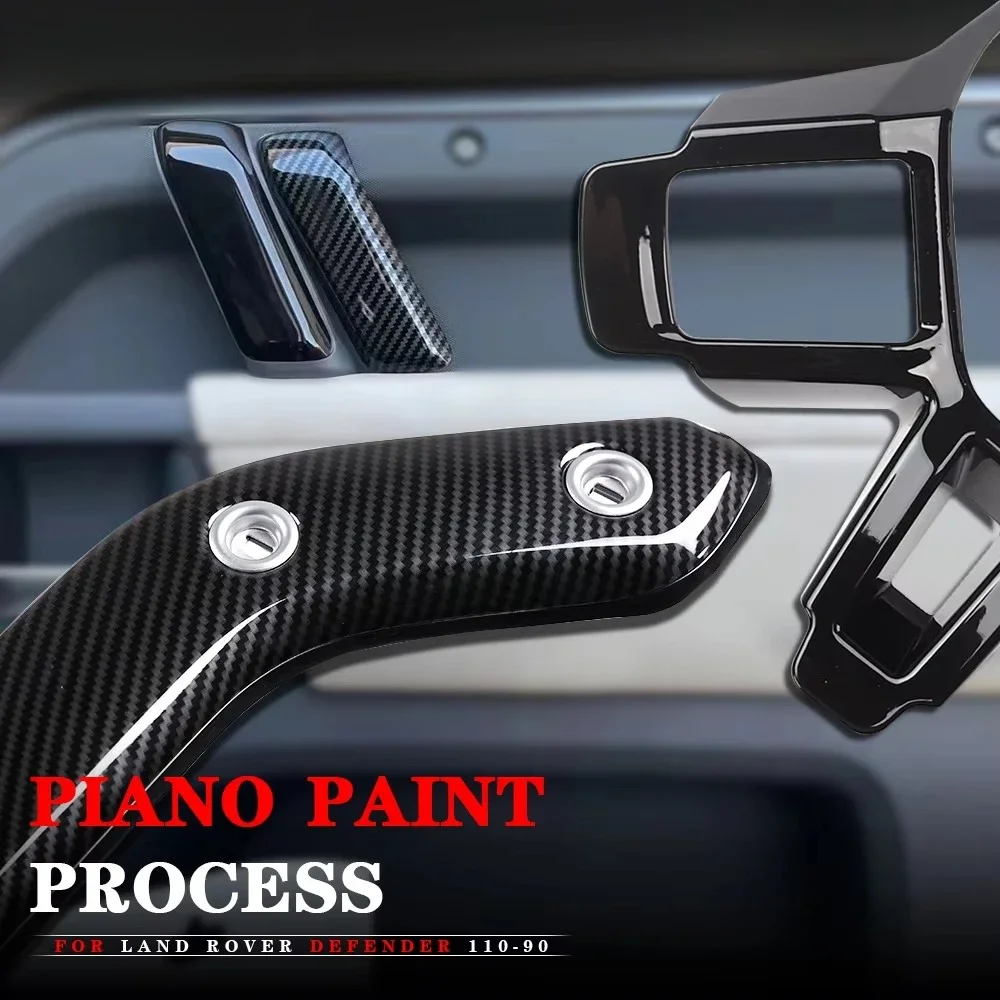 Real Carbon Central Control Armrest Decorative Strip  Center Console Shift Lever Protective Cover for  Defender