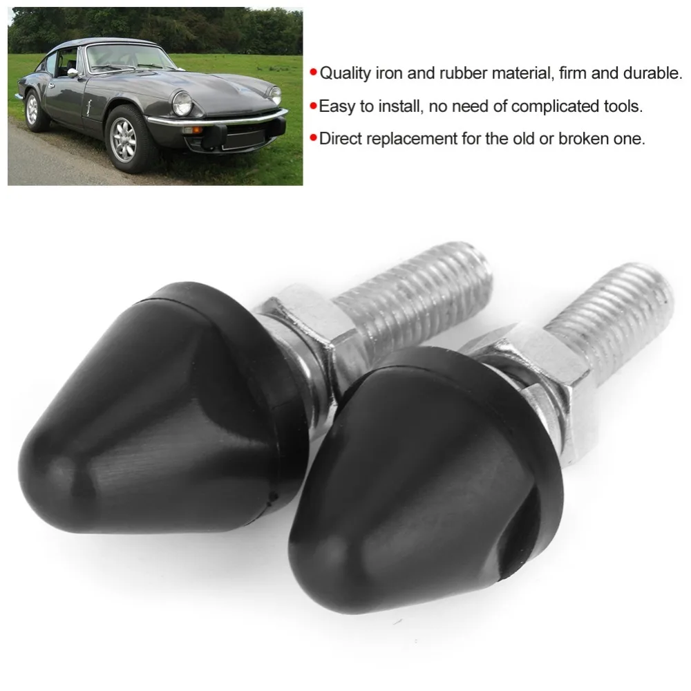 2PCS Black Bonnet Buffer Iron + Rubber Anti-Rattle Bonnet Stay Stop for Herald / Vitesse / GT6 / TR5 / TR6 / Bond Equipe