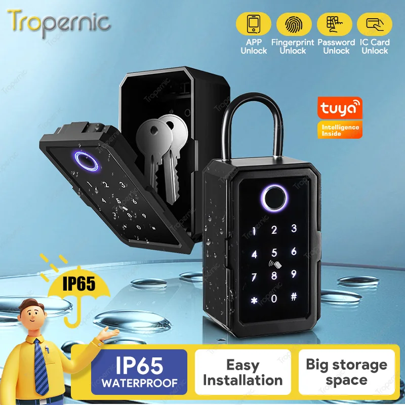 Smart Key Lock Box With Remote Access Metal Waterproof Lockbox For Keys Hider Fingerprint Digital Code App Safe Security Boxes