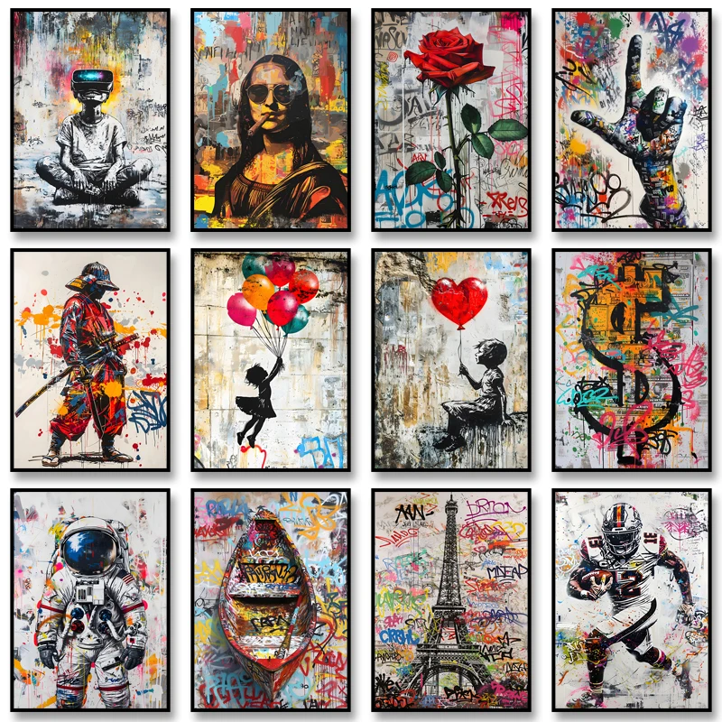 Граффити художественный постер абстрактная красочная картина на холсте сюрреалистический принт настенная художественная картина для гостиной Cuadros украшение дома
