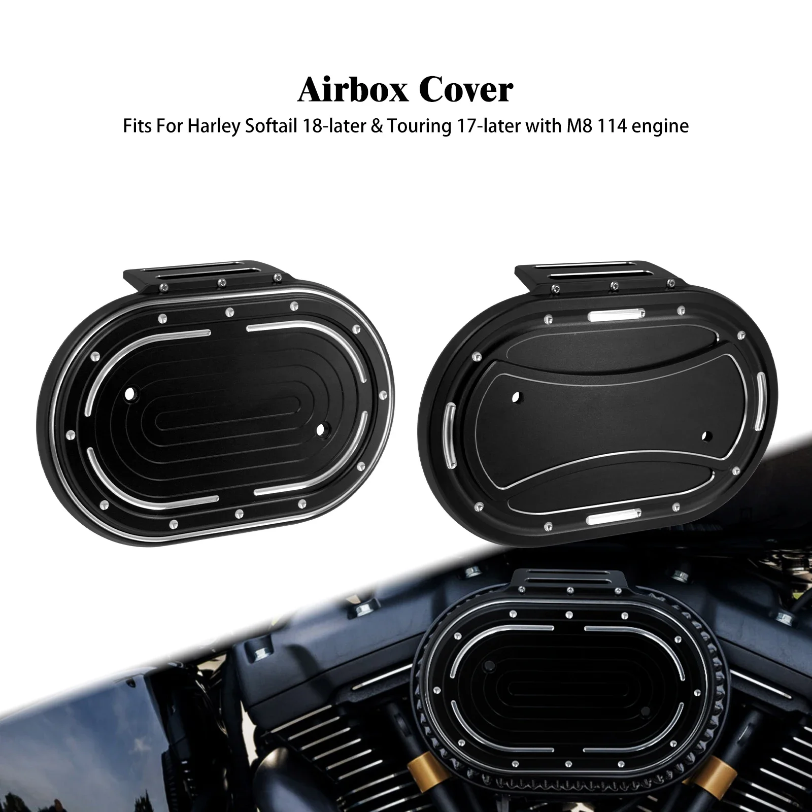 

Motorcycle Air Filter Trim Cap Airbox Cover For Harley M8 114 Engine Touring Road Glide FLH 17-Up Softail Breakout FLFB FL 18-Up