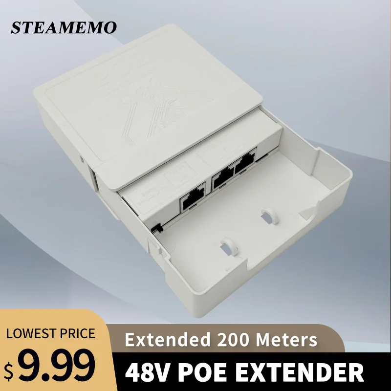 

STEAMEMO 2 Port Waterproof POE Extender 100Mbps POE Repeater IEEE802.3AF/AT Standard For POE Camera Reverse POE Switch