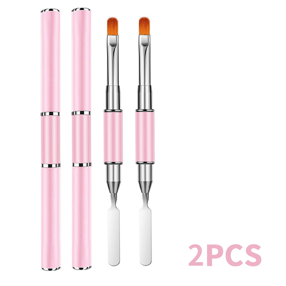 1/2Pcs Gel Brush & Picker 2 in 1 Design Nail Brush and Spatula Gel Nail Brush Tool for Acrylic Nails Extension Gel Manicure Tool
