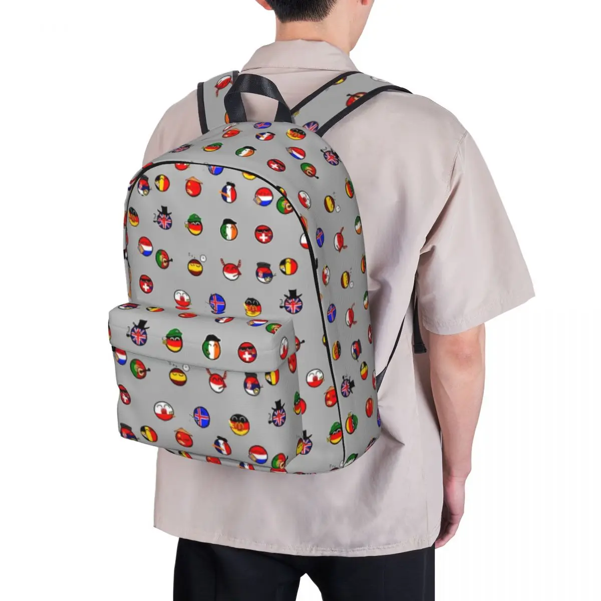 Countryballs Pack Backpack Cartoon Funny Male Polyester College Backpacks Durable Streetwear School Bags Rucksack