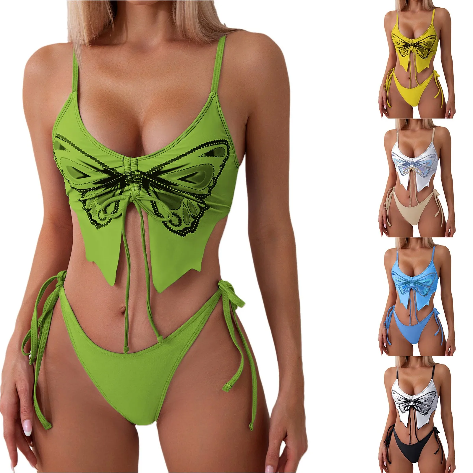 

Bathing Suits Women with Shorts 2024 Women Butterfly Sexy Cute Split Bikini Swimsuit High Waisted Bikini Sexy Swim Dress Women