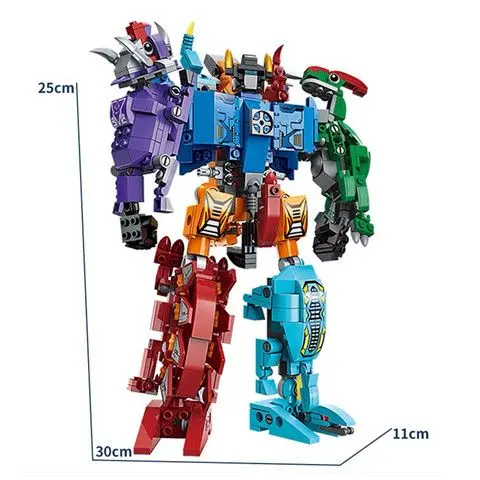 Mainan Blok Bangunan Robot Transformasi 6in1 Kombinasi Dinosaurus Figur Anime Kejutan Ulang Tahun Anak-anak-Hadiah Teman Anak-anak
