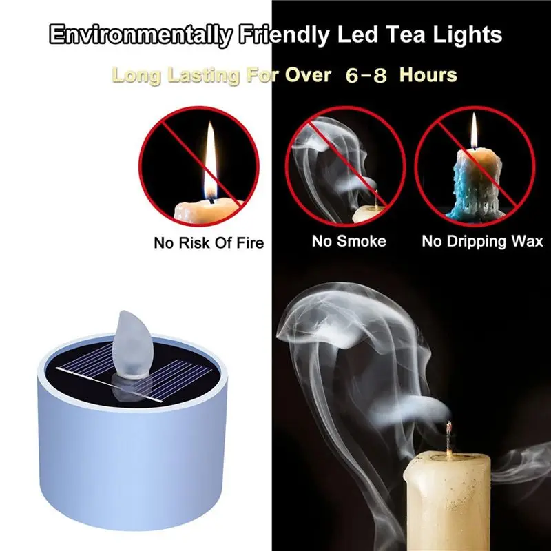 12PCS Weatherproof Solar Powered Candles Flameless Solar Candles LED Solar Candles Flameless Lights For Garden Camping