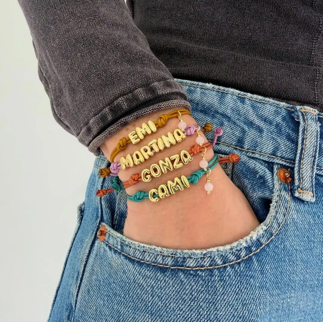 Vlen اسم مخصص سوار شخصية ثلاثية الأبعاد فقاعة رسائل أساور للنساء قابل للتعديل حبل الحد الأدنى اليدوية والمجوهرات هدية