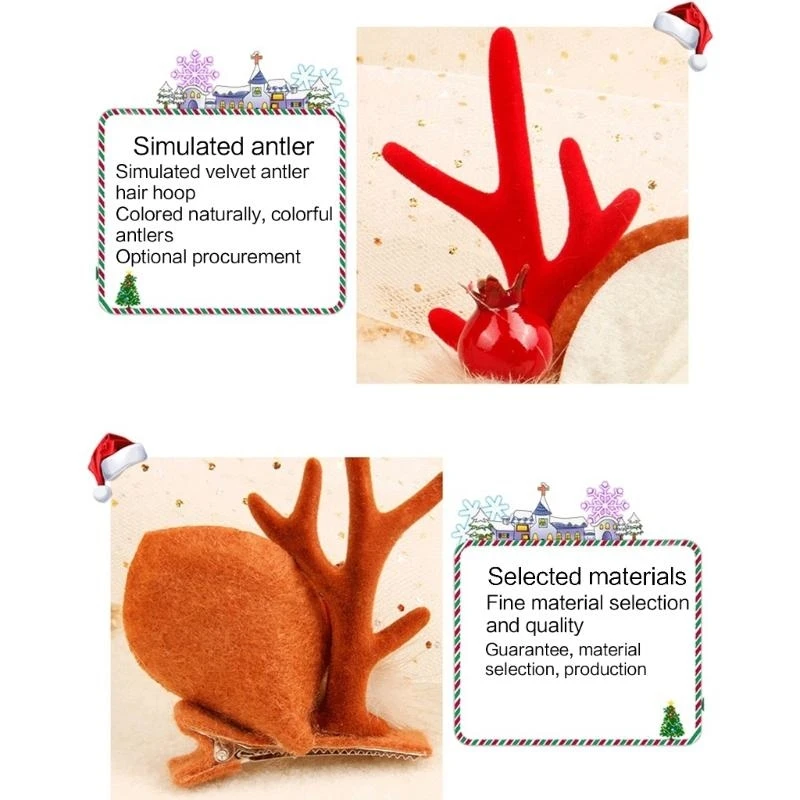 

Antler Hairclips Christmas Hairpins Festival Party Props Barrette Hair Accessory 15UB