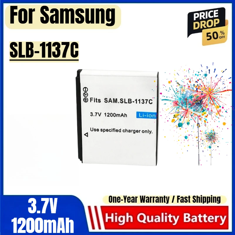 

SLB-1137C Battery 3.7V 1200mAh Rechargeable Batteries and Charger for Samsung SLB1137C Camera Battery Charger Battery