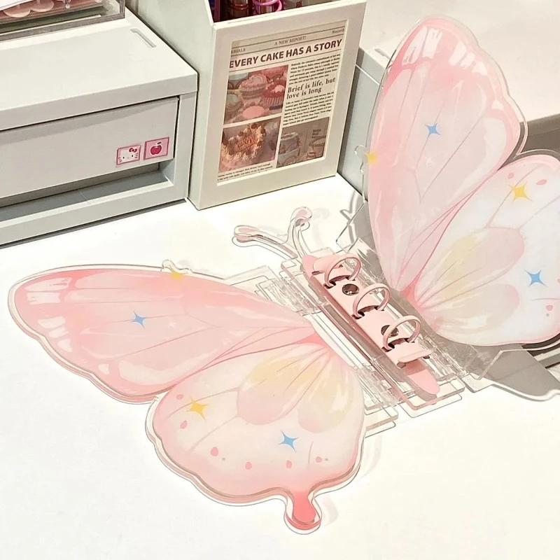 

DIY Pink Butterfly Acrylic Kpop Photo Album 3 Inch Card Photo Collector Book Creative Cardholder Photo Binder for Girls Student