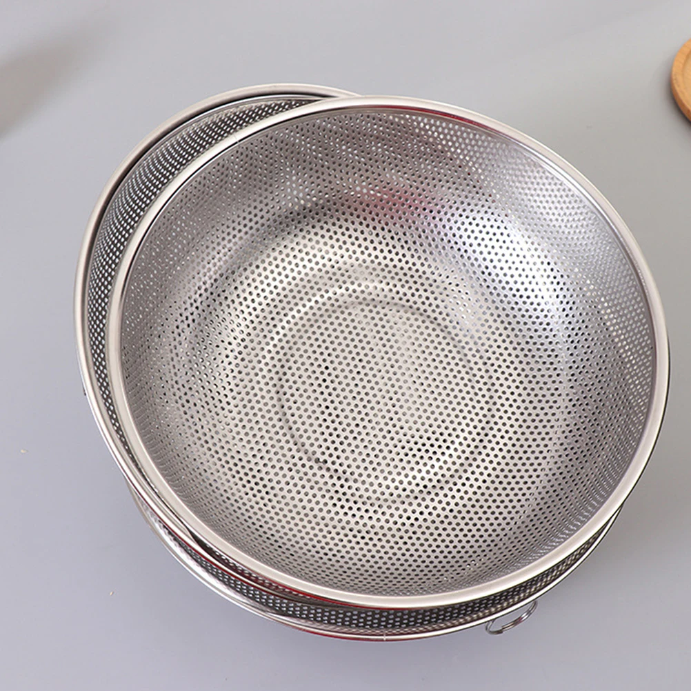 

Stainless Steel Fruit Basket for Washing Rice and Draining Vegetables Kitchen Leak Proof Basin Household Use Dish Drying Rack