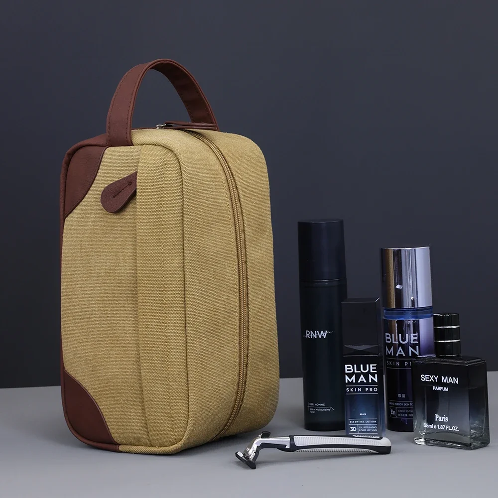 سعة كبيرة جلدية قماش الرجال غسل الحلاقة النساء أدوات الزينة تخزين تجميل ضد الماء السفر المنظم الرجعية حقيبة مستحضرات التجميل أكياس #4