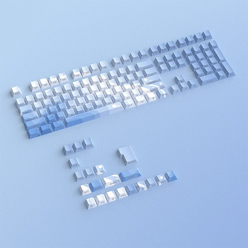 

Water ripple keycap hot sublimation PBT side engraving luminous 128 key small full set of customization original factory