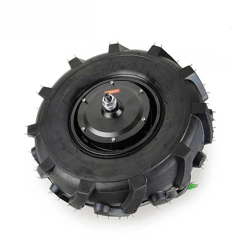 Tooth speed ratio 1:5 trolley low speed motor wheel agricultural tire 14x5.00-6.5 unicycle with controller