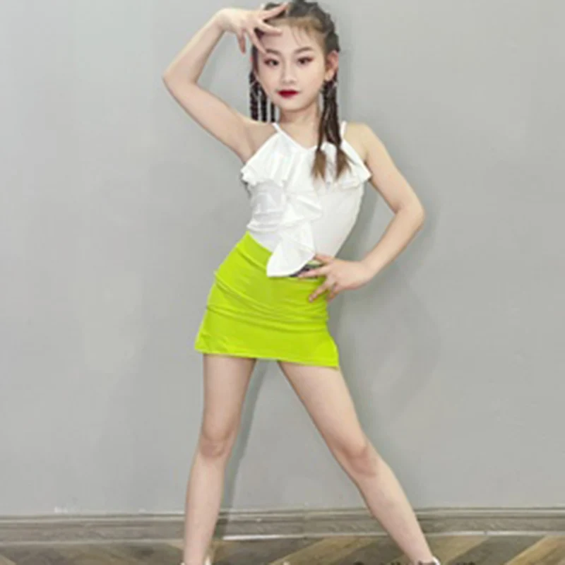 Girls Ballroom Latin Dance Clothes Kids Salsa Performance Costumes Girls Figure Skating Dress Rave Clothing