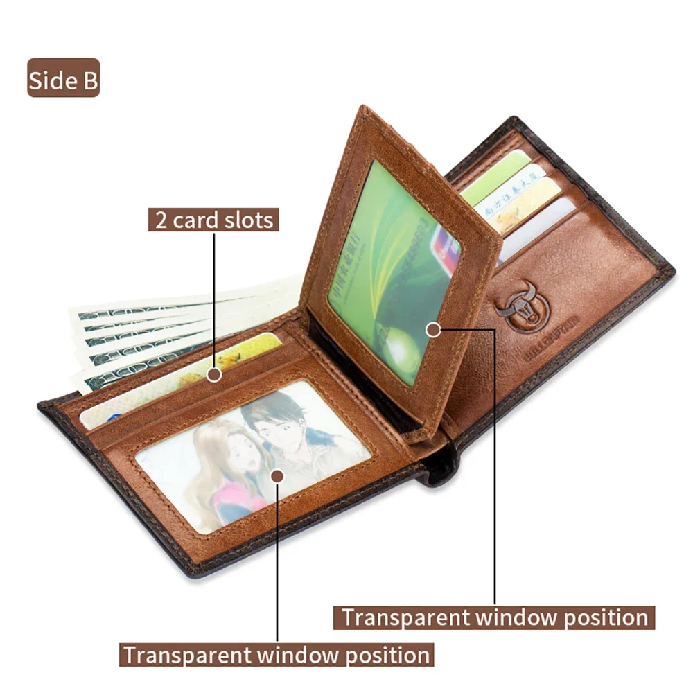 2026 New Wallet for Men Genuine Leather Retro RFID Blocking Slim Bifold Front Pocket Wallets Mens with 2 ID Window