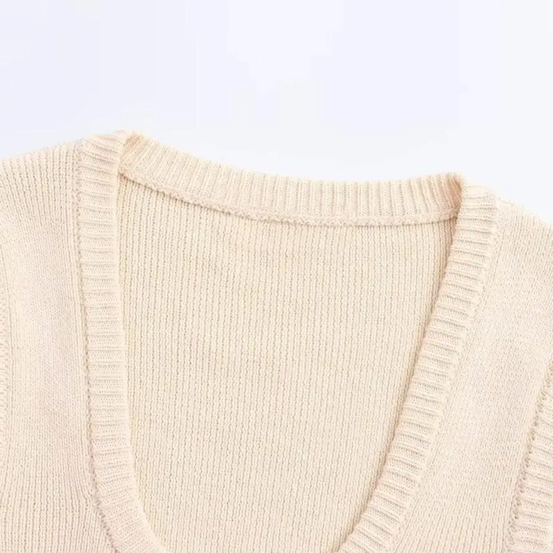 

Women's Knit Sweater Vests Casual Soild Top Sweater Vests Neck Sleeveless JK Uniform Pullover Knitwears Top