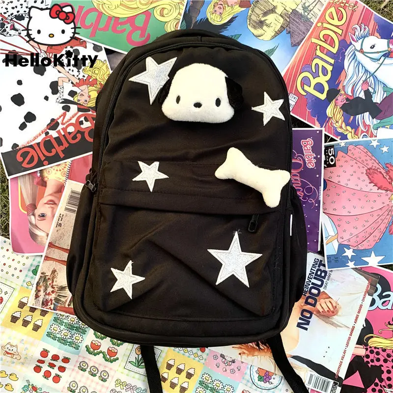 

Sanrio Pachacco Cartoon Star Embroider Women Backpack Y2k Street Style Spicy Girl Shoulder Bag Korean Fashion Student Schoolbag