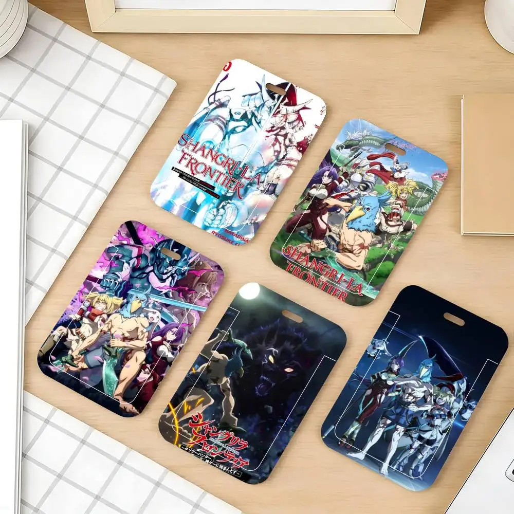 Shangri-La Frontier Anime ID Card Holder Lanyard Covers Women Men Work Permit Holder Students Kids Bus Cards Case