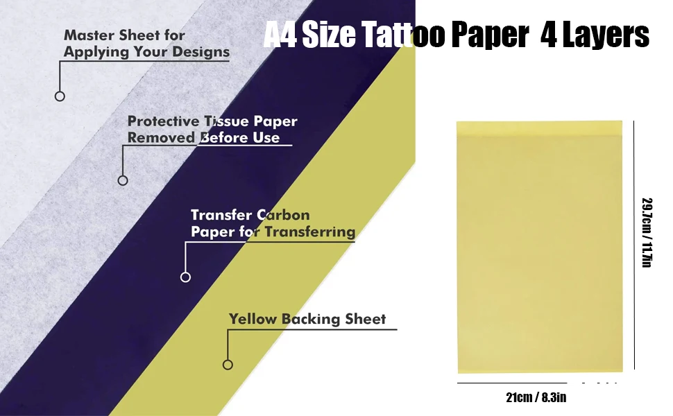 200/50/20/5 Stück Tattoo-Transferpapier A4 Thermisches Schablonenpapier Kohlepapier für Tattoo-Transfermaschine Zubehör – Detail 2