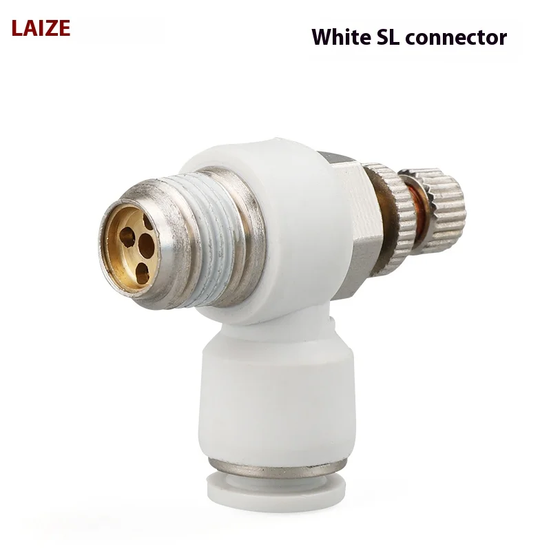 Air Pneumatic Fitting White SL Pneumatic Pipeline Throttle Valve Joint Speed Control Valve