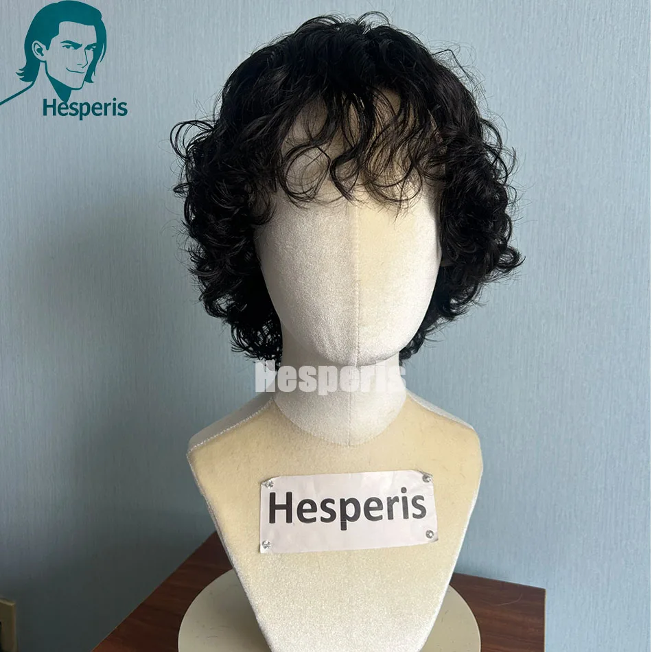 

Мужской парик Hesperis из натуральных человеческих волос с челкой, короткая стрижка пикси, бразильские волосы Реми, 100% натуральные человеческие волосы, натуральный цвет, с кружевной передней частью