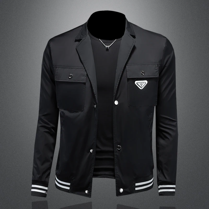 Modische und hochwertige schwarze Jacke für Männer mit einzigartigem Stil und tadellosem Stoff mit mehreren Taschen Mäntel Männer