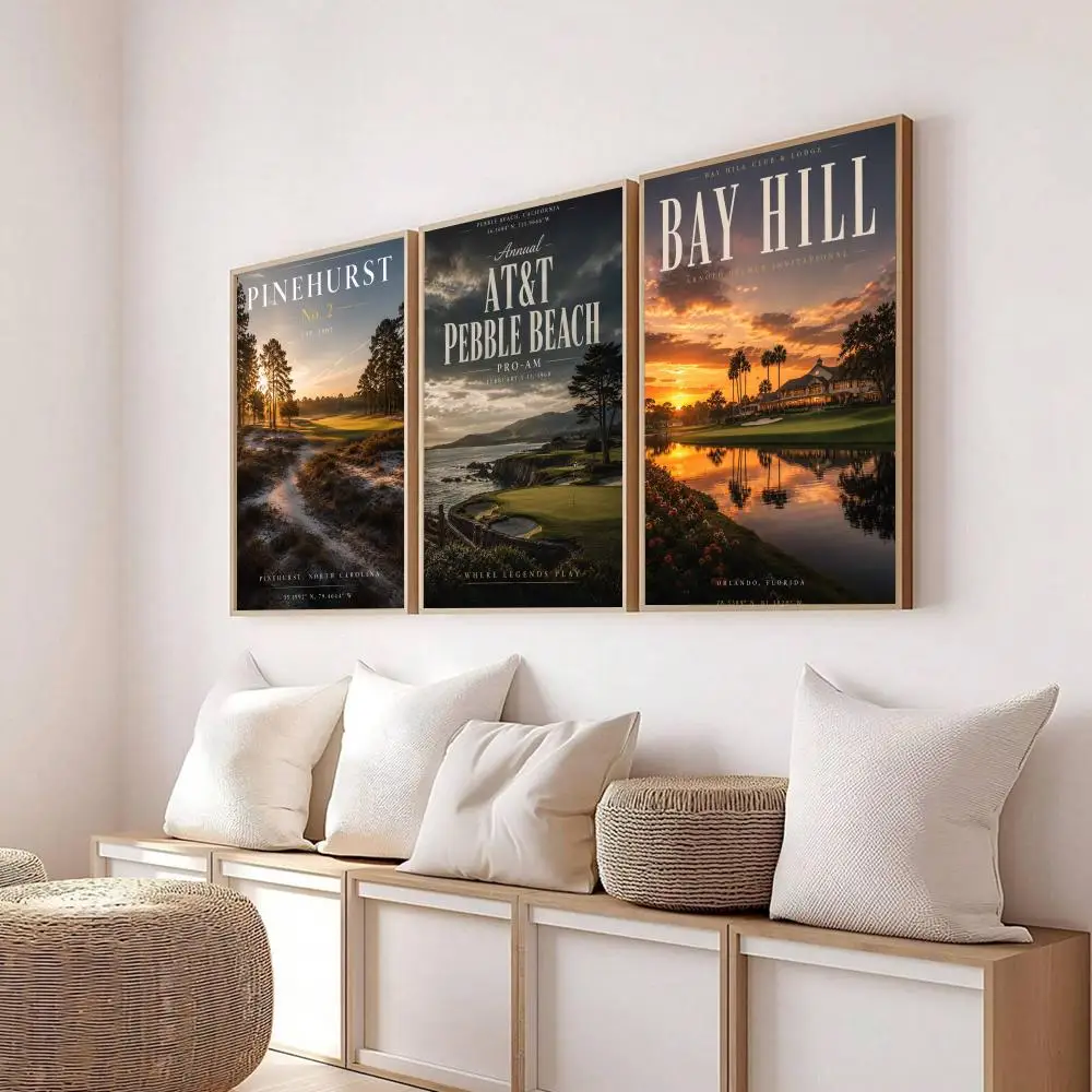 Vintage Golf Course Wall Art Painting Calligraphy Modern Canvas Poster Wall Art Aesthetic Bedroom Decor for Cafe Home Gift