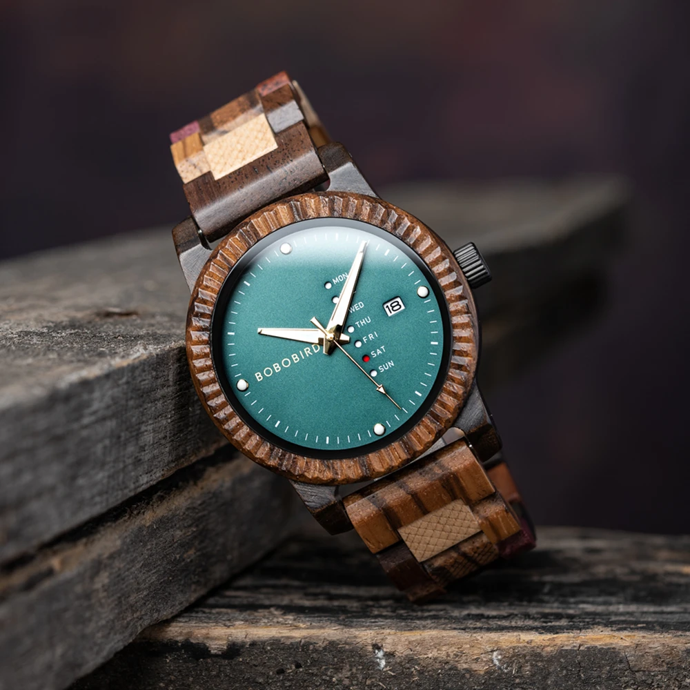 BOBO BIRD Wood Wristwatch Quartz Men's Watches Display Date Week Timepieces Relogio Masculino With Gift Box Dropshipping Custom