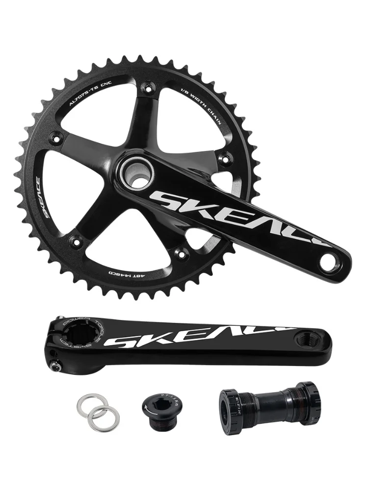 AliExpress NONE SKEACE Alumnium Alloy Crankset Fixed Gear Bicycle Crank 165mm 144BCD 48T Hollowtech Single Speed Parts Bike Chainwheel