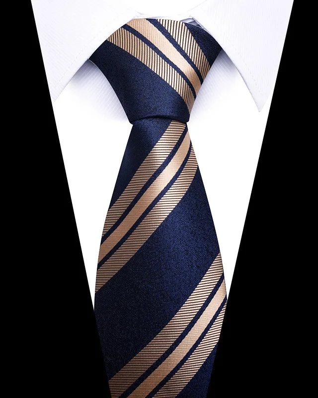 Hochwertige Hochzeitskrawatten für Männer, modisch, neuer Stil, blauer Streifendruck, Krawatten, tägliches Büro, Bekleidung, Accessoires, Geschenk für Männer – Detail 16