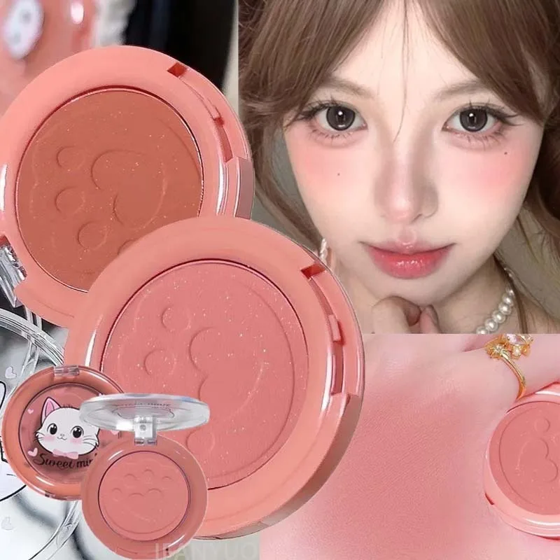 Three Dimensional Relief Blush Natural Tender Delicate Makeup Peach Pink Low Saturation Blush Cream Cheek Color Palette Blush