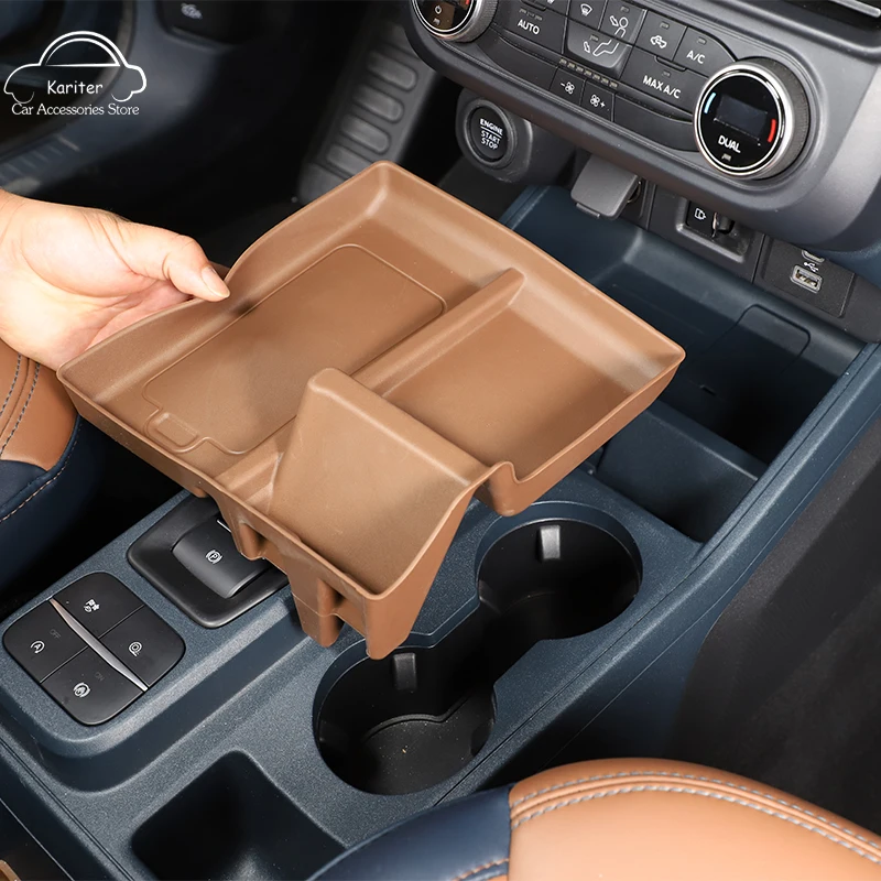 

For Ford Maverick 2022 TPE Brown Car Center Console Cell Phone Slot Pad Storage Box Pad Cushioning Anti-Collision Rubber Pad