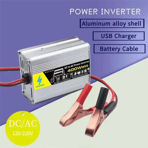 Imagen 2 del producto Inversor de onda sinusoidal pura, 12V a 220V, 400W, convertidor de voltaje CC a CA, inversor de corriente para coche, inversor Solar para exteriores, cargador automático para camión