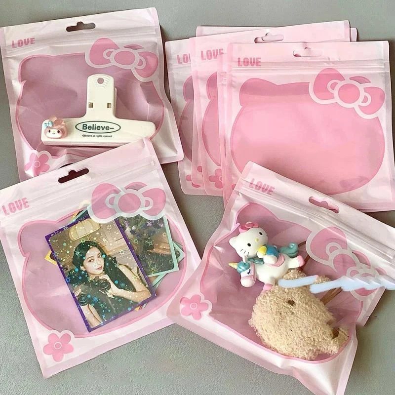 20/50Pcs Hello Kittys Gift Bag Cartoon Self-Adhesive Bag Bakery Packaging Cookie Snack Candy Sealing Bags for Wedding Party Gift