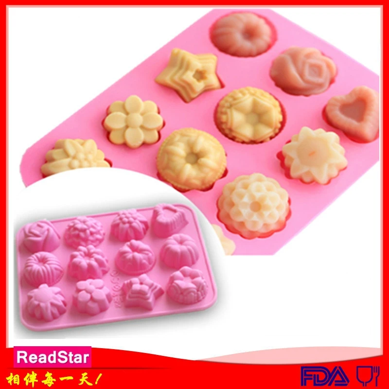 20PCS/LOT Wholesale ReadStar 12CA083RD065 12 Cavities Flowers 12 Holes Baking Mould DIY Soap Mold