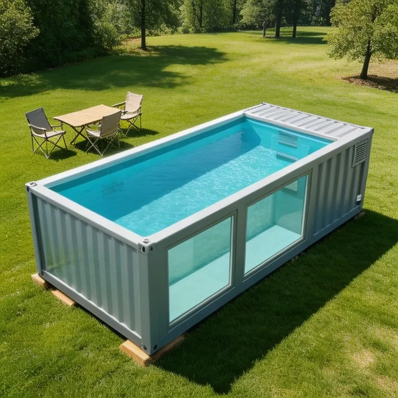Prefab Container Swimming Pool Modular Steel Pool with Custom Glass Window Position for Backyard Garden Hotel and Resort Leisure
