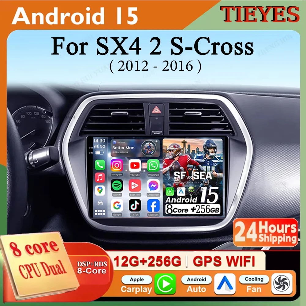 

Для Suzuki SX4 2 S-Cross 2012-2016 Android 15 WIFI 4G DSP CarPlay Автомобильный радиоприемник Мультимедийный видеоплеер GPS стерео головное устройство