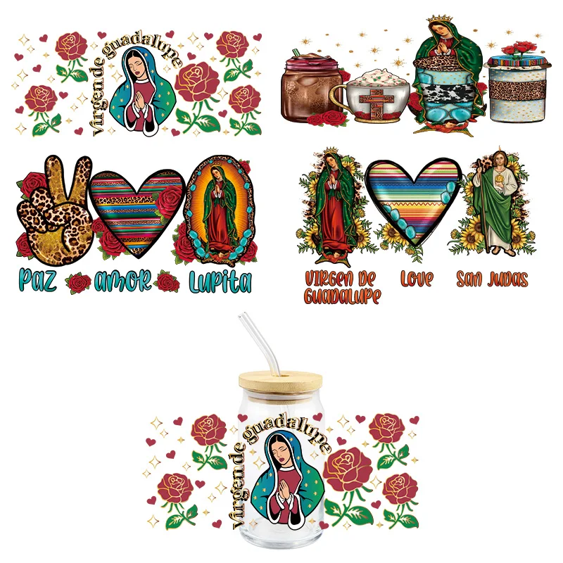 Virgin Mary UV DTF Wrap Transfer Stickers Colorful Fashion Design Waterproof Wrap For Glasses Cups Mugs Decal