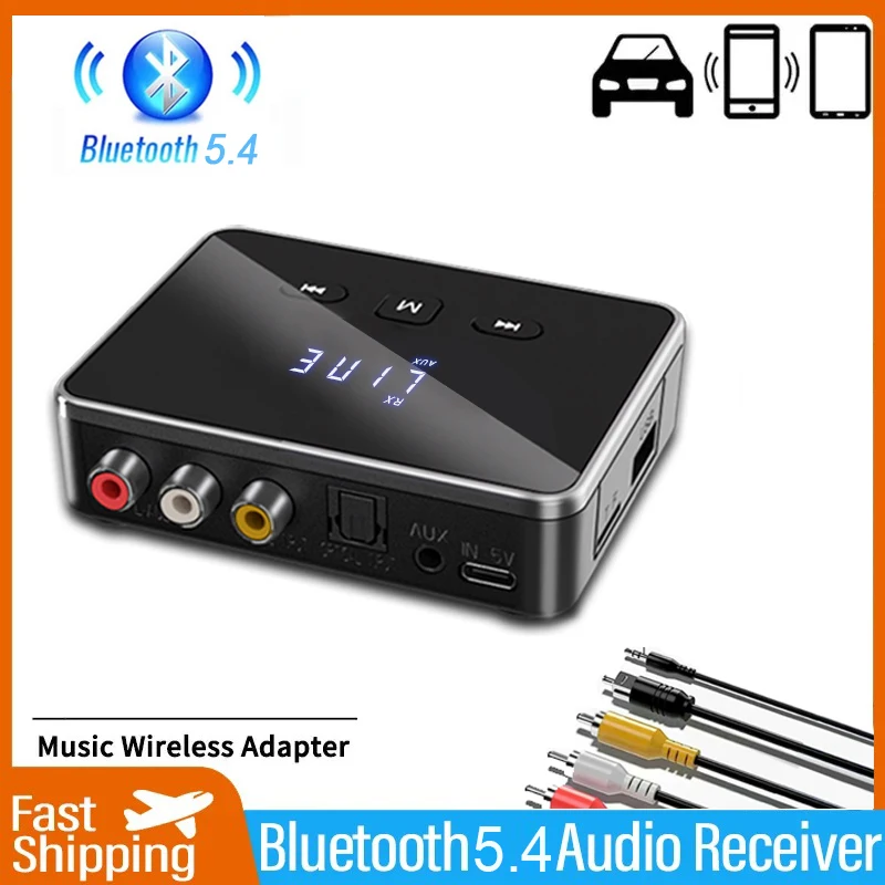 Bluetooth RCA Receiver 5.4 aptX HD 3.5mm Jack Aux Wireless Adapter Music for TV Car 2RCA Bluetooth Audio Receiver aptX