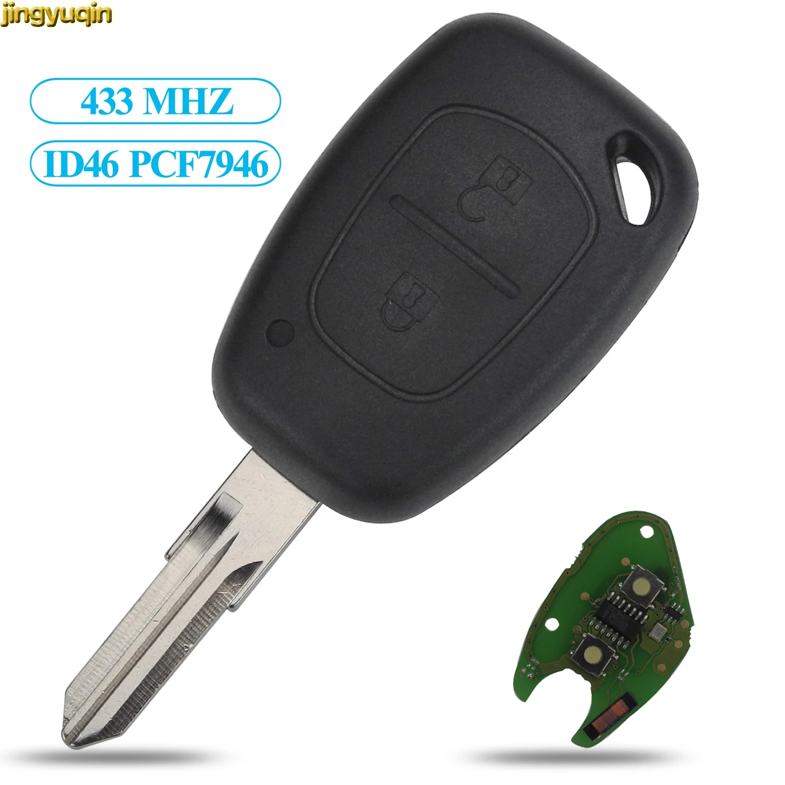 

Jingyuqin Remote Car Key 433MHZ PCF7946 Chip For Renault Traffic Master Vivaro Movano Kangoo 2 Button Key Fob Transmister