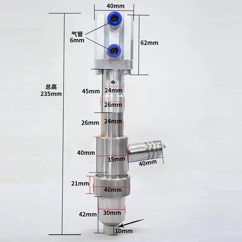 Anti-Drip Pneumatic Filling Head 304 Stainless Steel Discharge Nozzle Paste Body Liquid Filling Machine Accessories