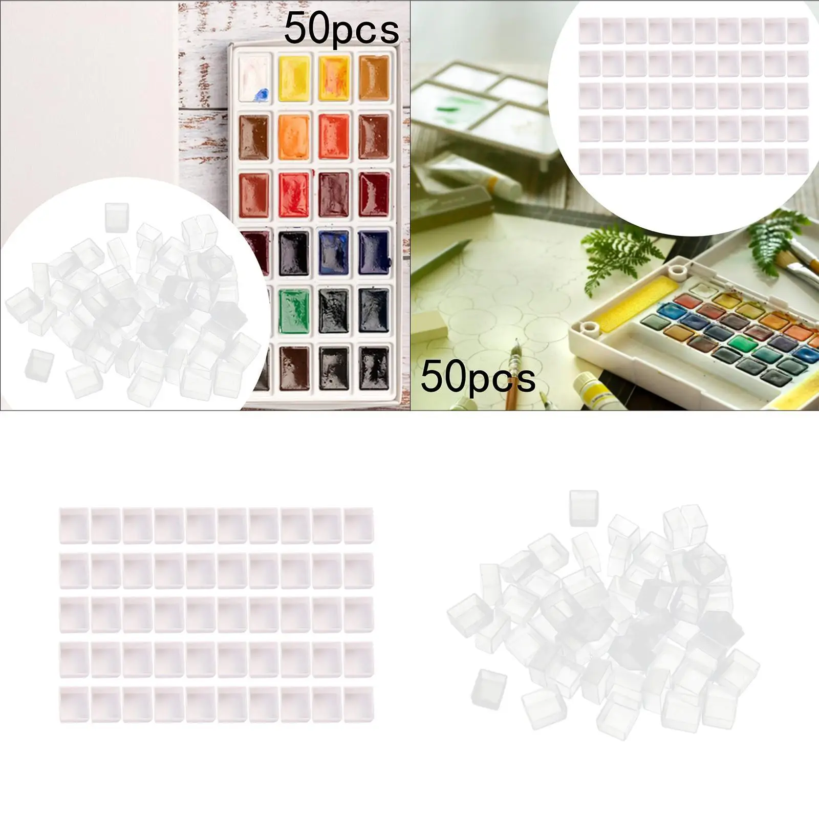 50 Pieces Empty Watercolor Paint Pans 2ml Craft Supplies Lightweight Beginner Multipurpose Practical DIY for Painting Palette