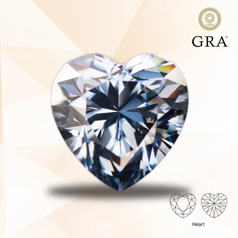 

Moissanite Stone Gray Color Heart Shape Top Quality for Charms Jewelry Making Pendant Earrings Materials with GRA Certificate